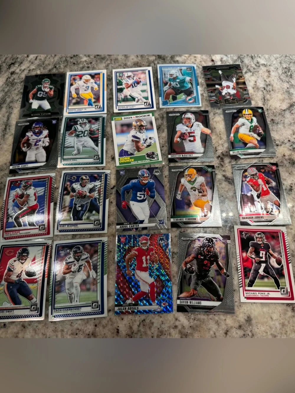20pc NFL Trading Cards Set - Blue, Red, Black, White 20 football cards FB3